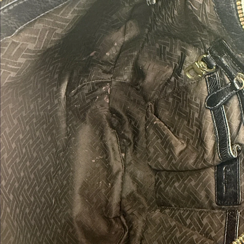 Cole Haan Black Leather Bag with Gold Detail